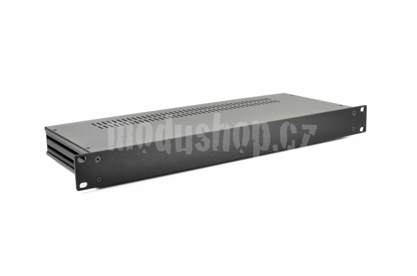 1SL01170N - 1U rack krabice s lištou, 170mm, 4mm - rack panel černý