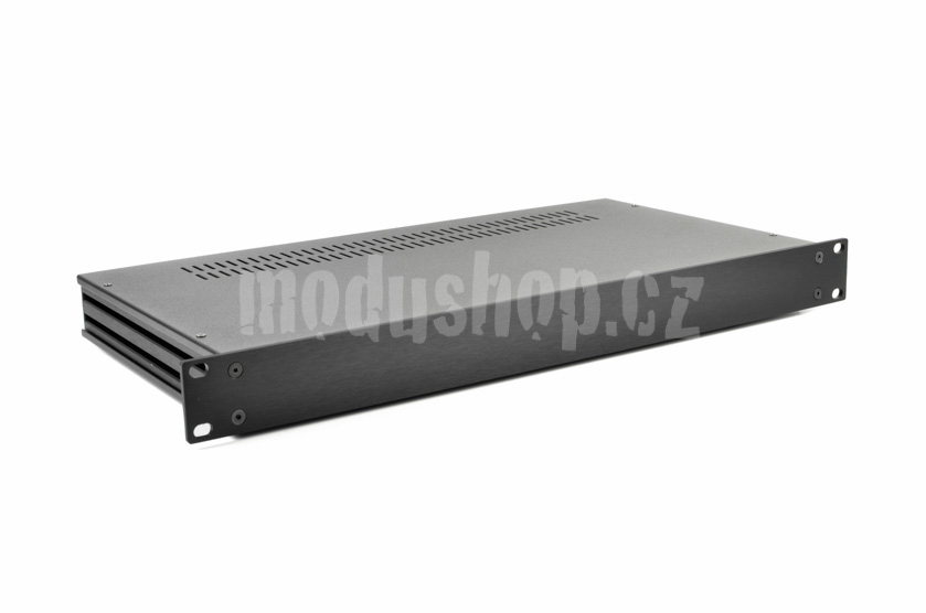 1SL01230N - 1U rack krabice s lištou, 230mm, 4mm - rack panel černý