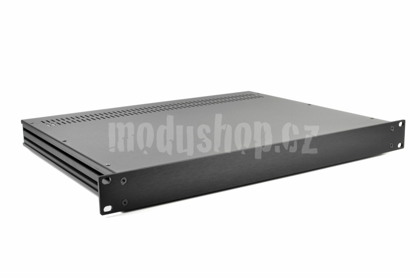 1SL01350N - 1U rack krabice s lištou, 350mm, 4mm - rack panel černý