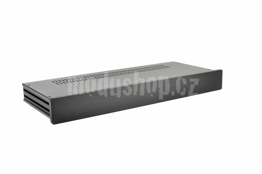 1NSL01170N - 1U rack krabice s lištou, 170mm, 10mm - panel černý