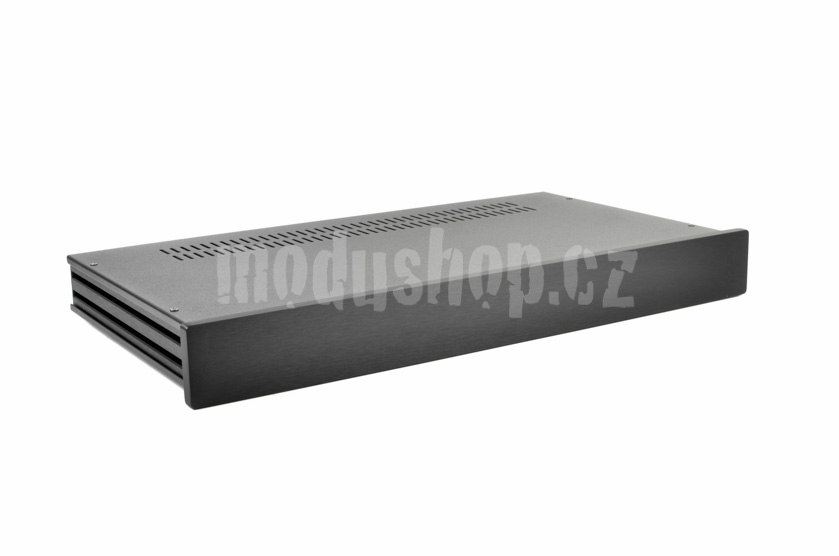 1NSL01230N - 1U rack krabice s lištou, 230mm, 10mm - panel černý